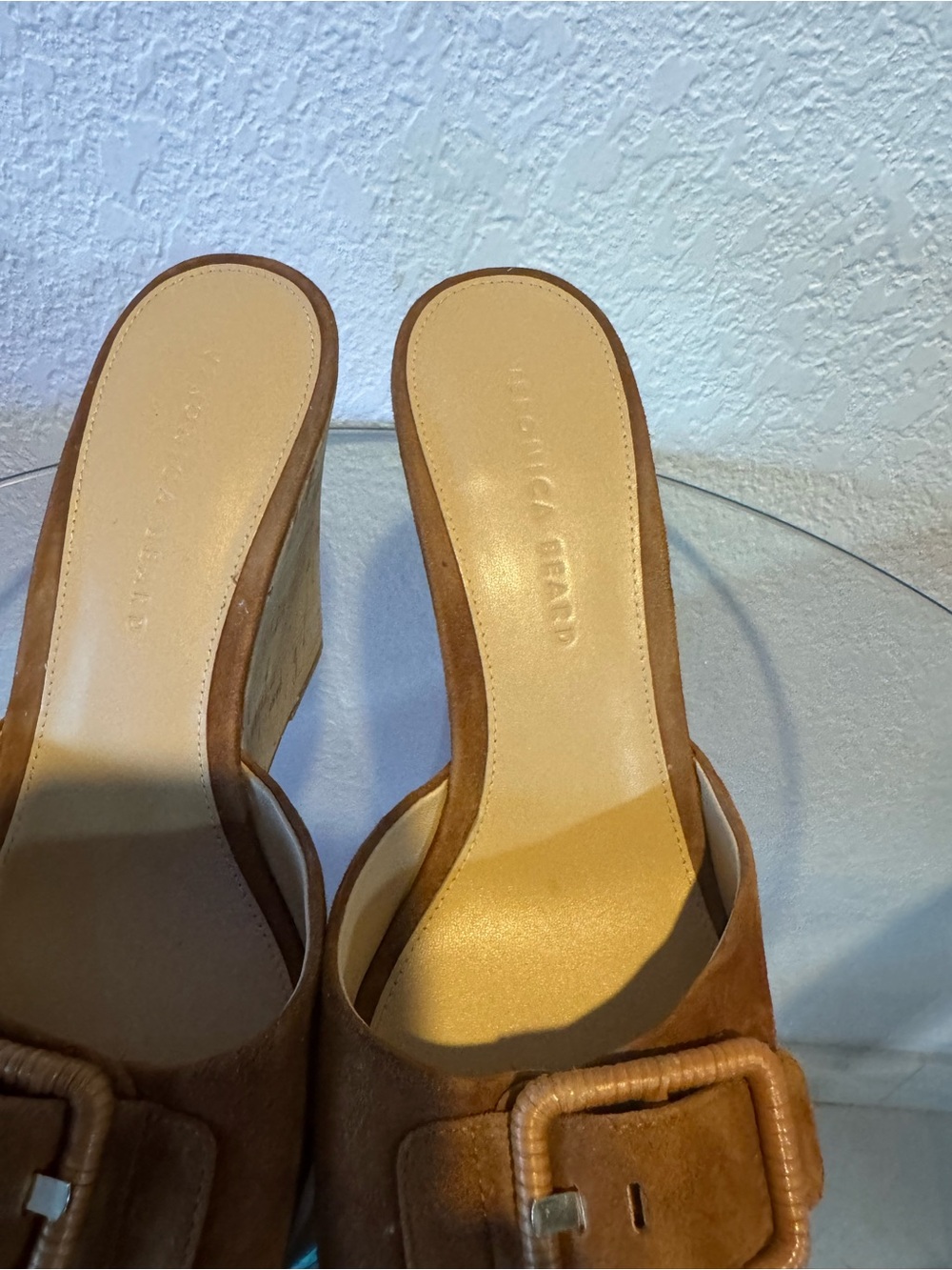 Veronica Beard Tan Suede Buckle Slide Mules - Picture 6 of 7
